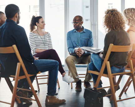 group of people talking