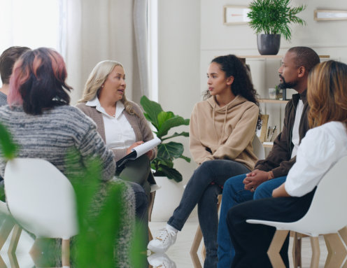 group of people talking